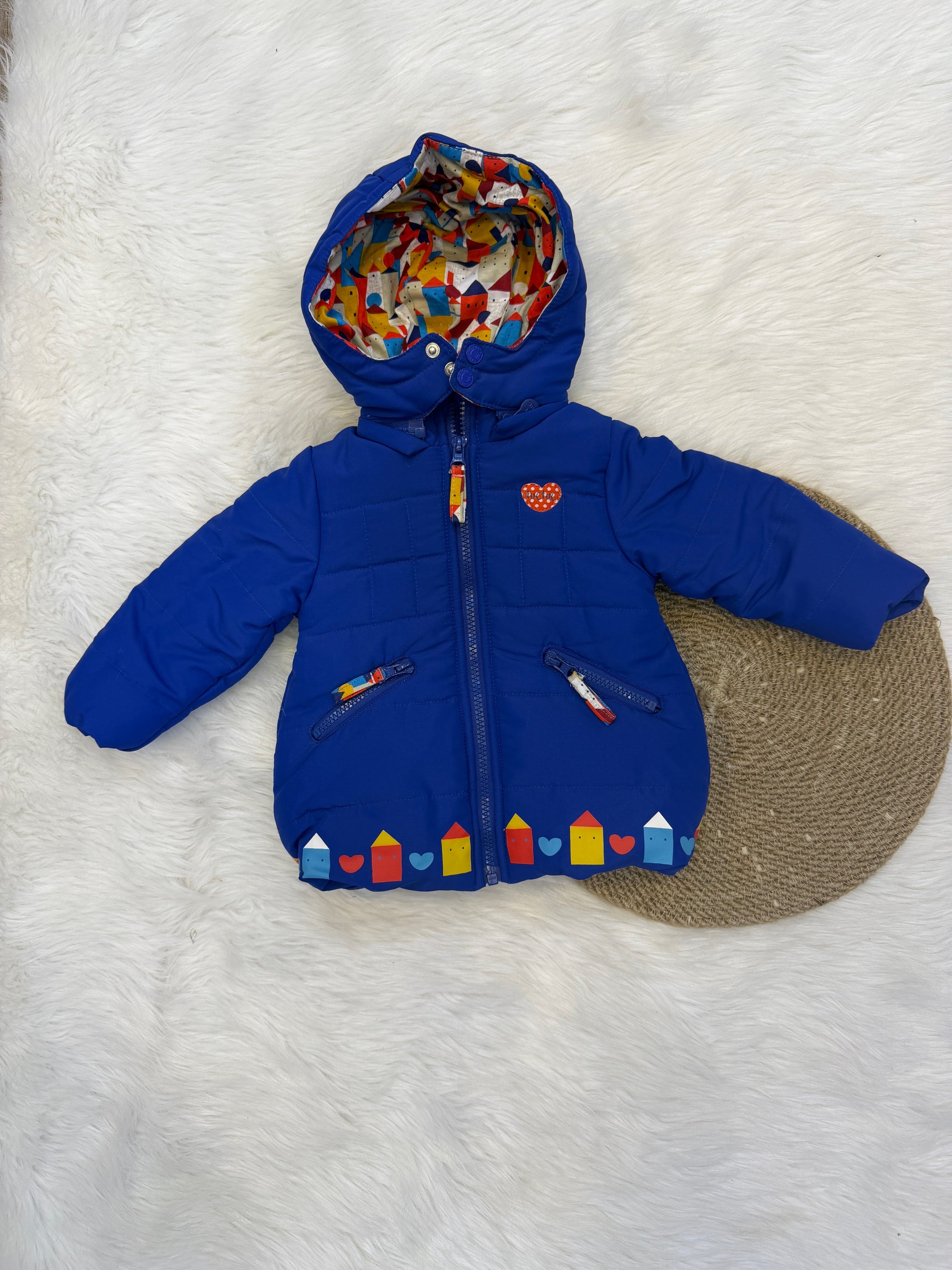 🧥 Veste bébé matelassée à capuche – Chaleur & style au quotidien BLEU