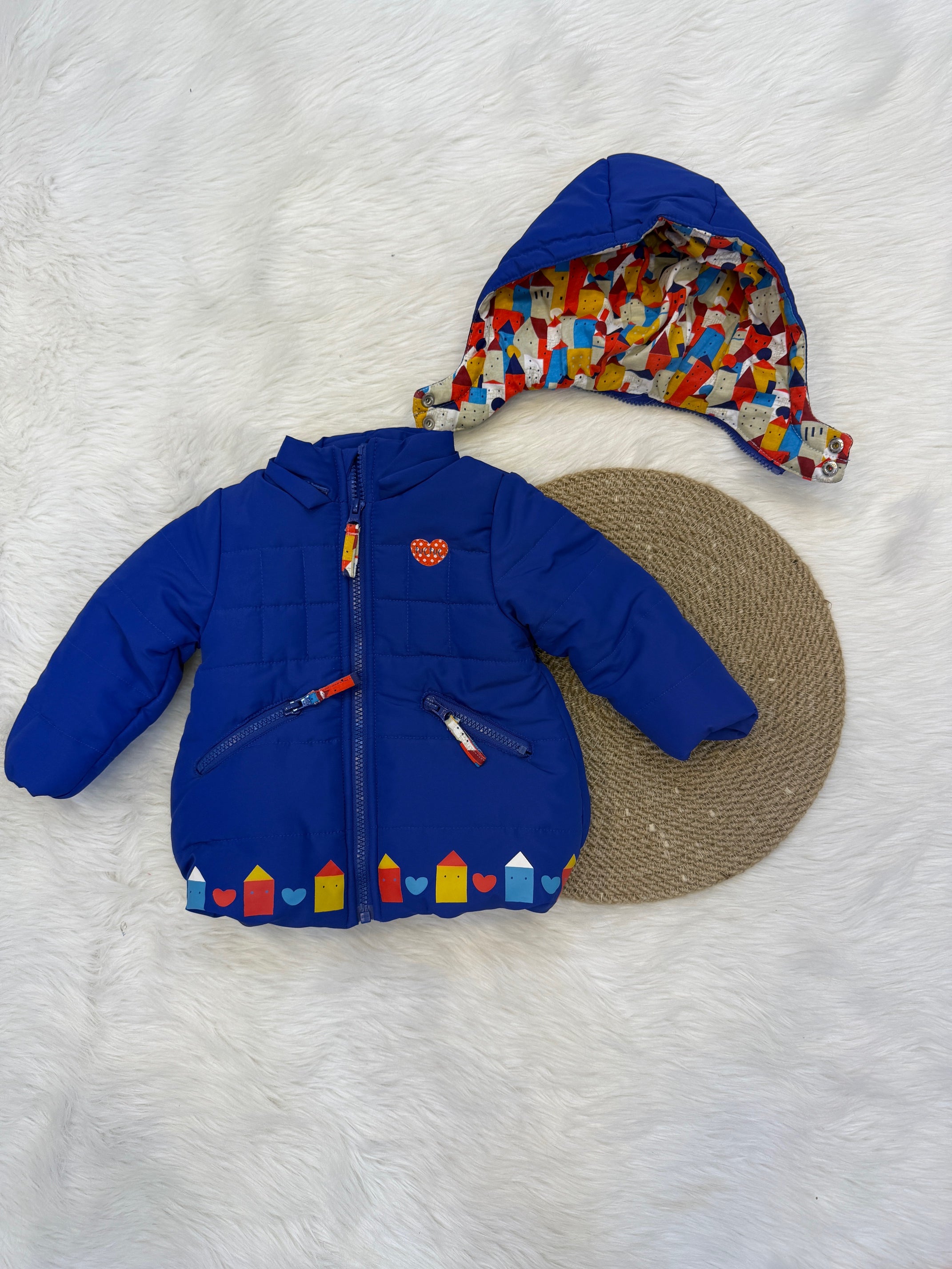 🧥 Veste bébé matelassée à capuche – Chaleur & style au quotidien BLEU
