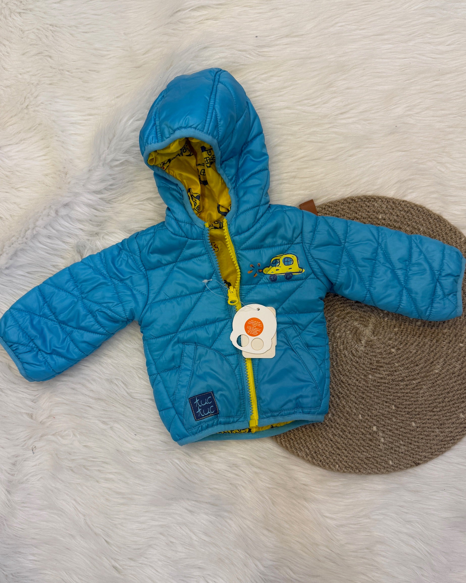 🧥 Veste bébé matelassée à capuche – Chaleur & style au quotidien BLEU