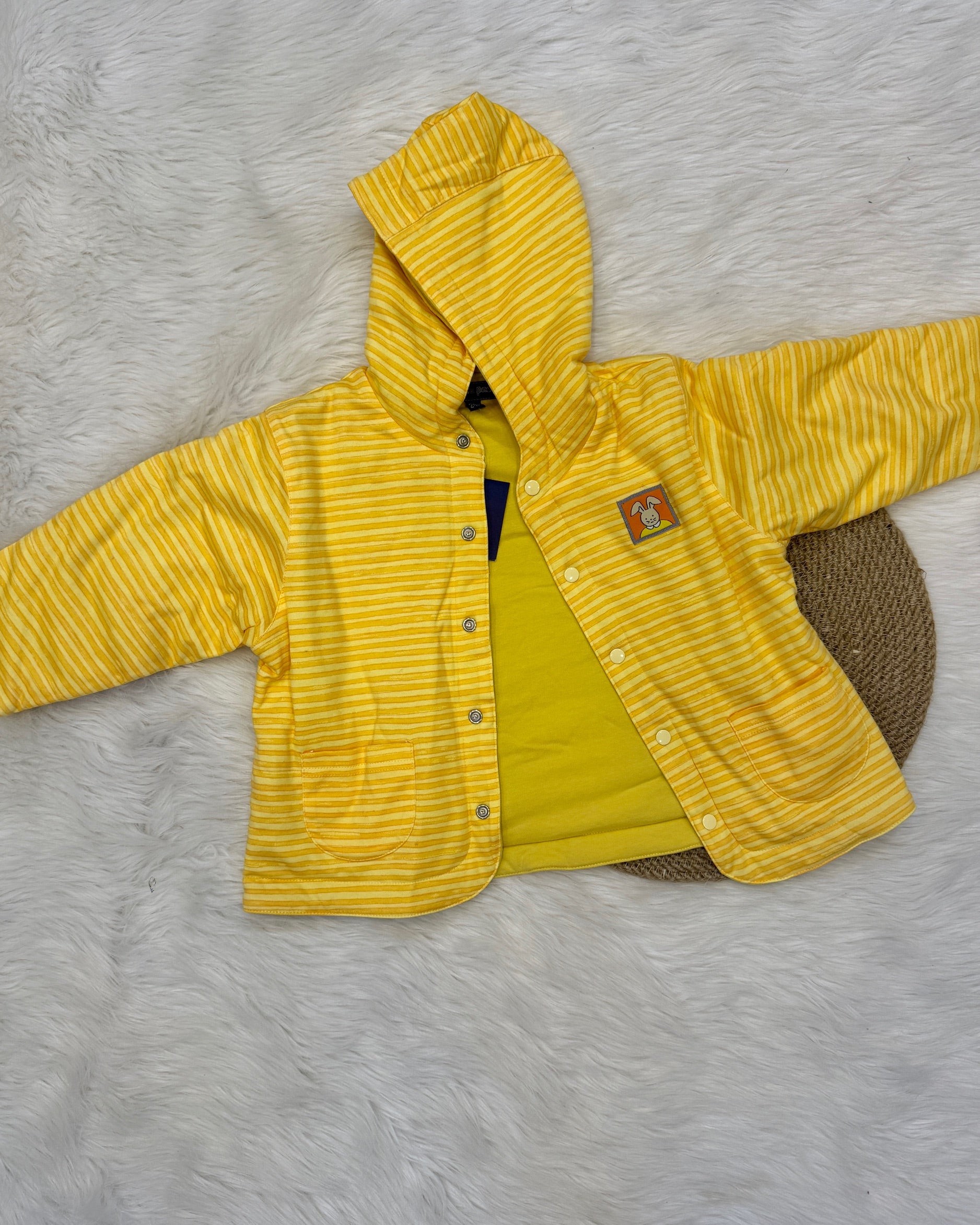 🧥 Veste bébé  à capuche – Chaleur & style au quotidien JAUNE