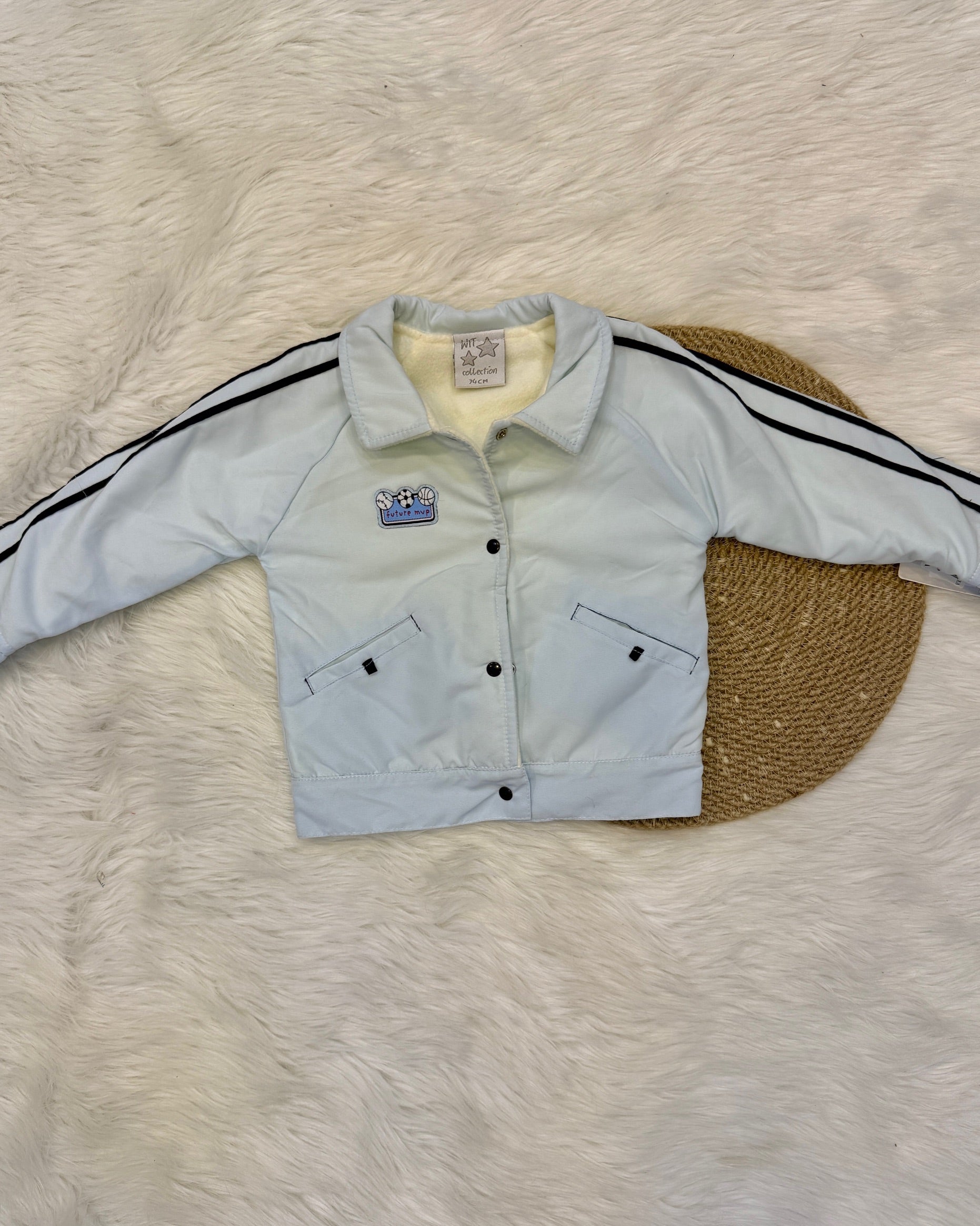 🧥 Veste bébé à capuche – Chaleur & style au quotidien BLEU