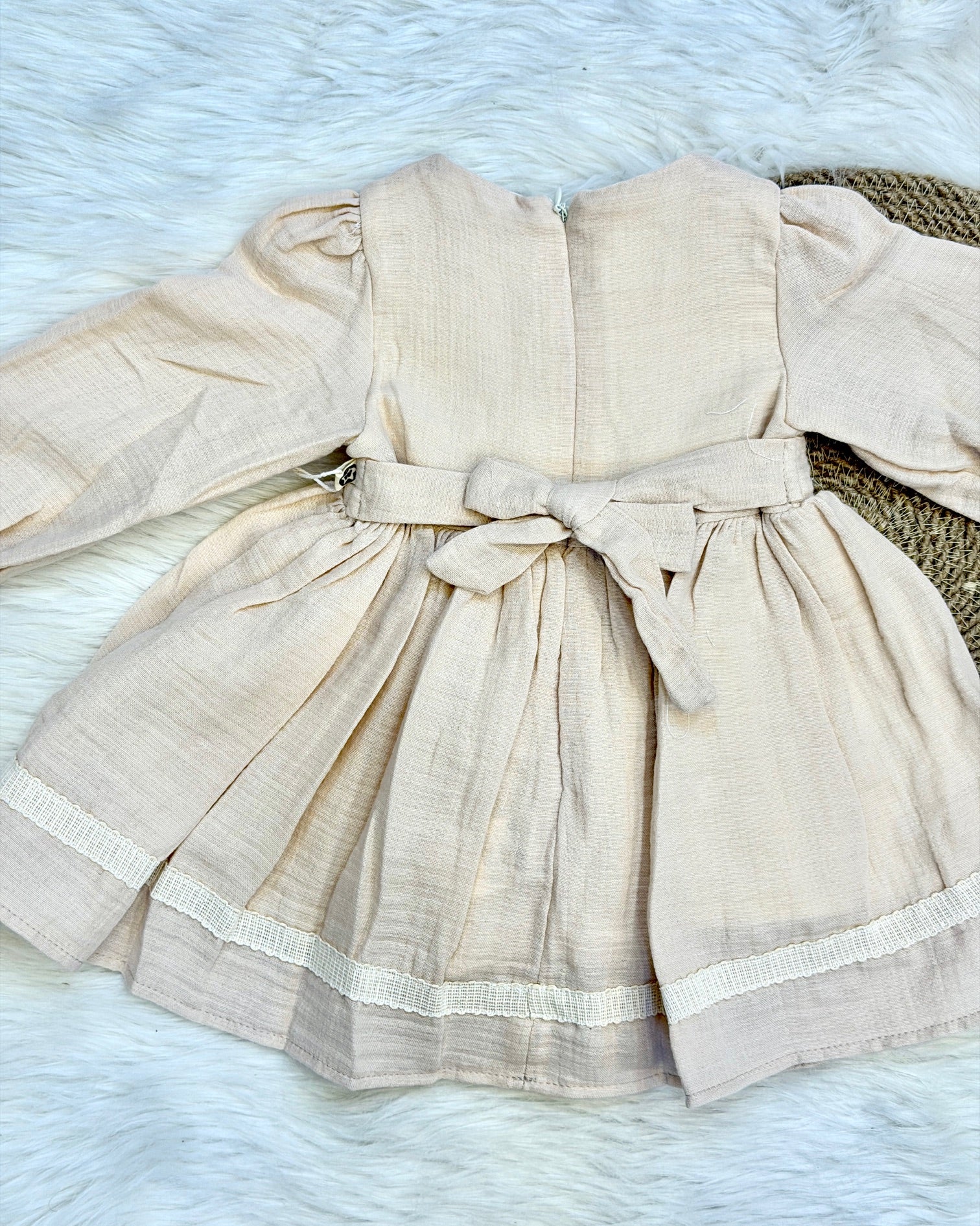 Robe Bohème Chic en Gaze de Coton & Plastron Dentelle