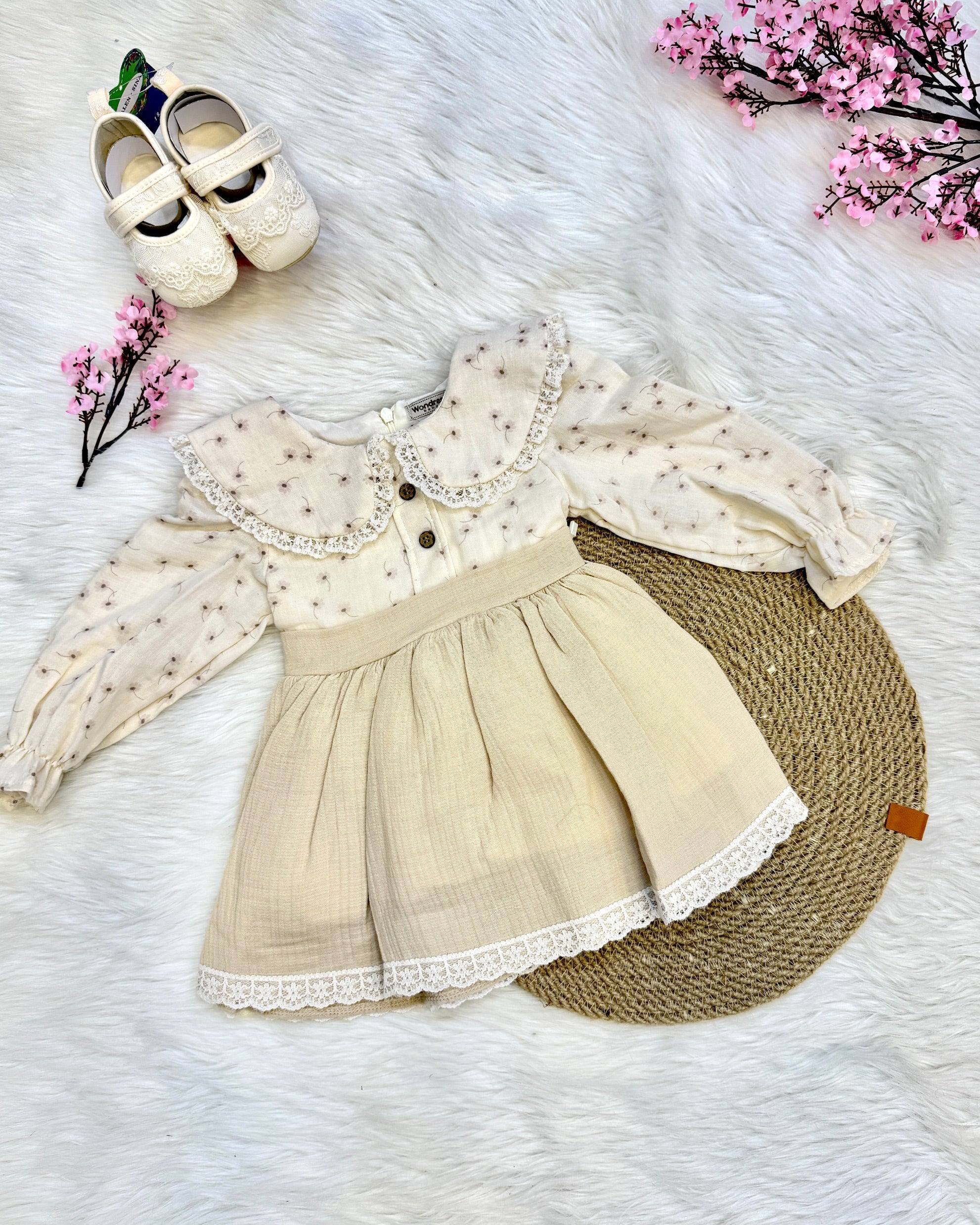 Robe "Héritage Floral" en Gaze de Coton – Charme Rétro & Douceur