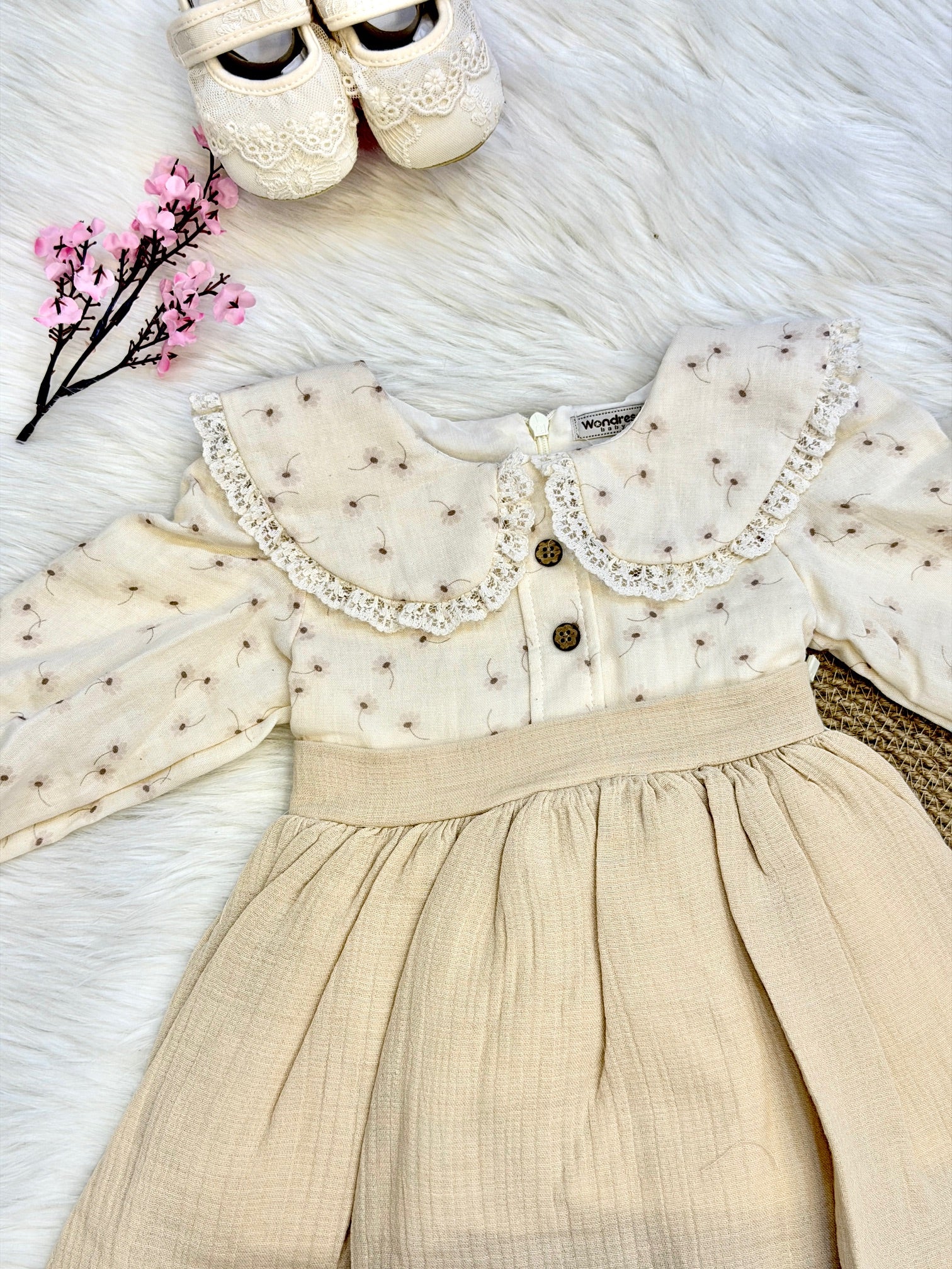 Robe "Héritage Floral" en Gaze de Coton – Charme Rétro & Douceur