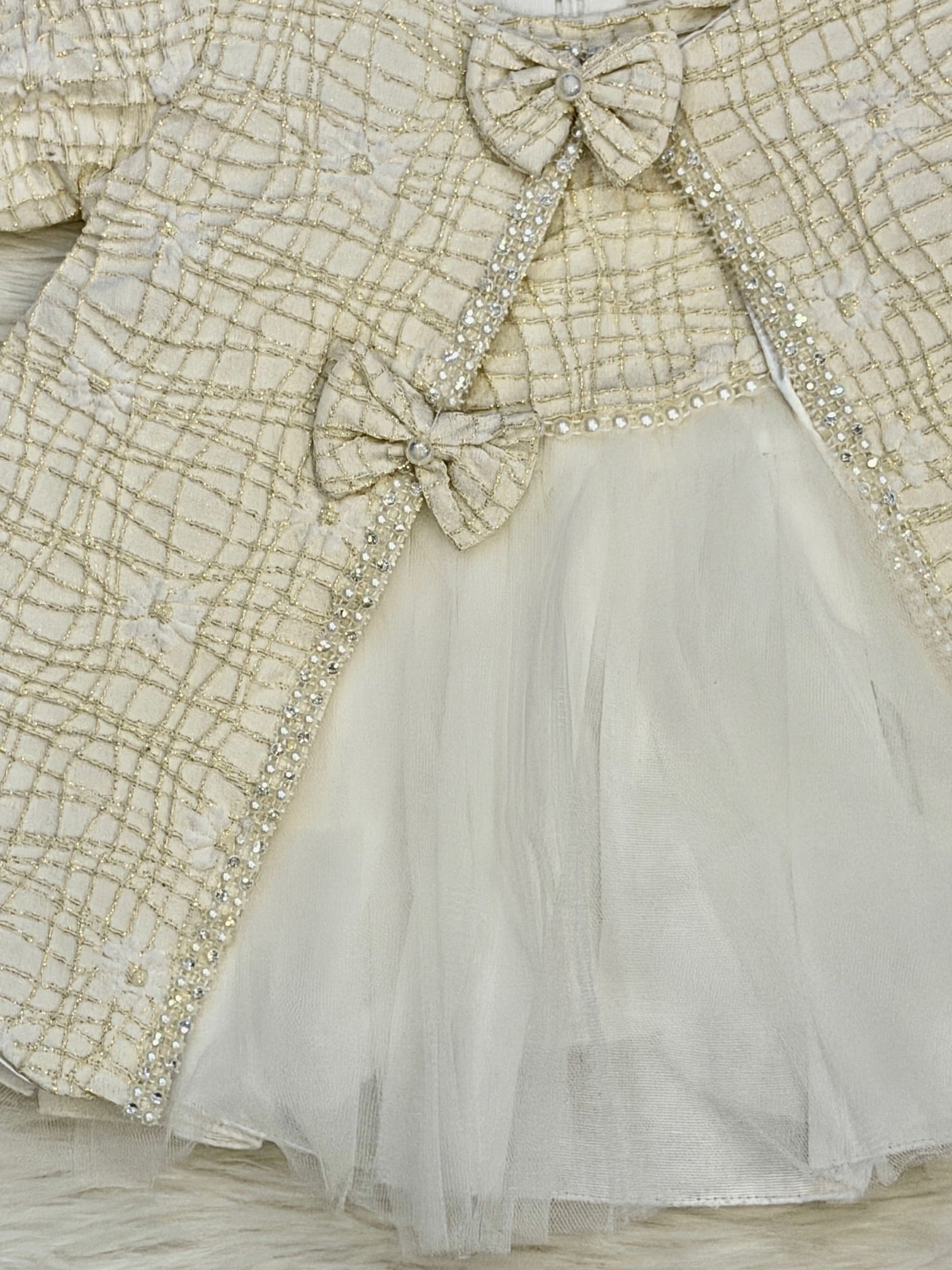 Ensemble de Cérémonie "Perle de Soie" – Veste en Tweed & Robe en Tulle