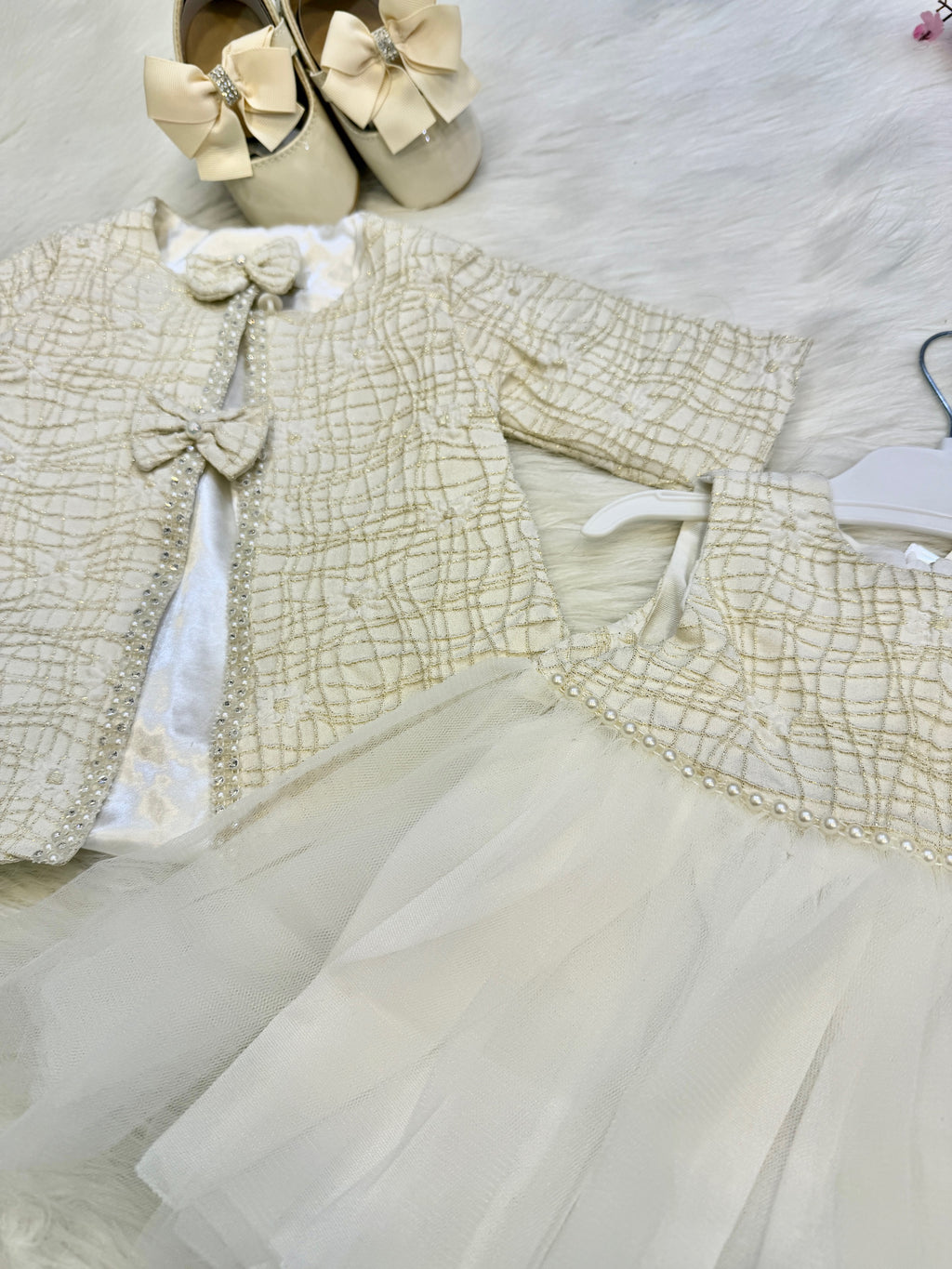 Ensemble de Cérémonie "Perle de Soie" – Veste en Tweed & Robe en Tulle