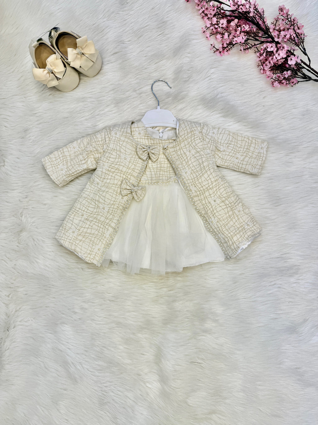 Ensemble de Cérémonie "Perle de Soie" – Veste en Tweed & Robe en Tulle