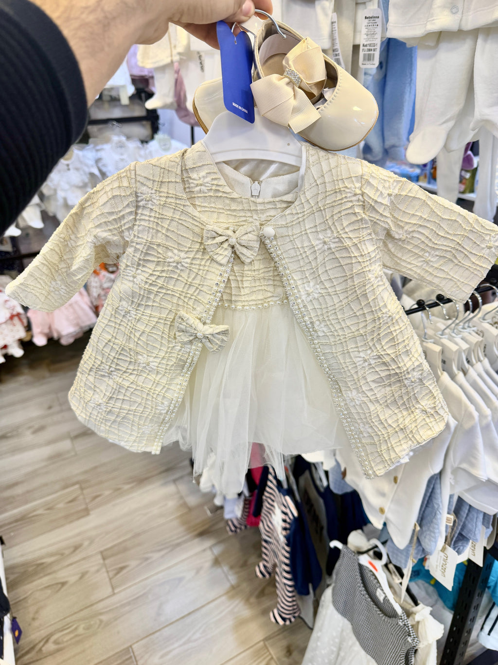 Ensemble de Cérémonie "Perle de Soie" – Veste en Tweed & Robe en Tulle