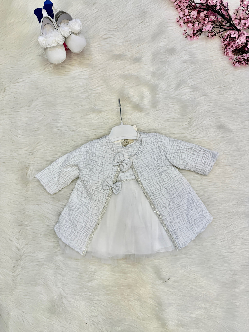 Ensemble de Cérémonie "Éclat de Perles" – Robe en Tulle & Veste Chic