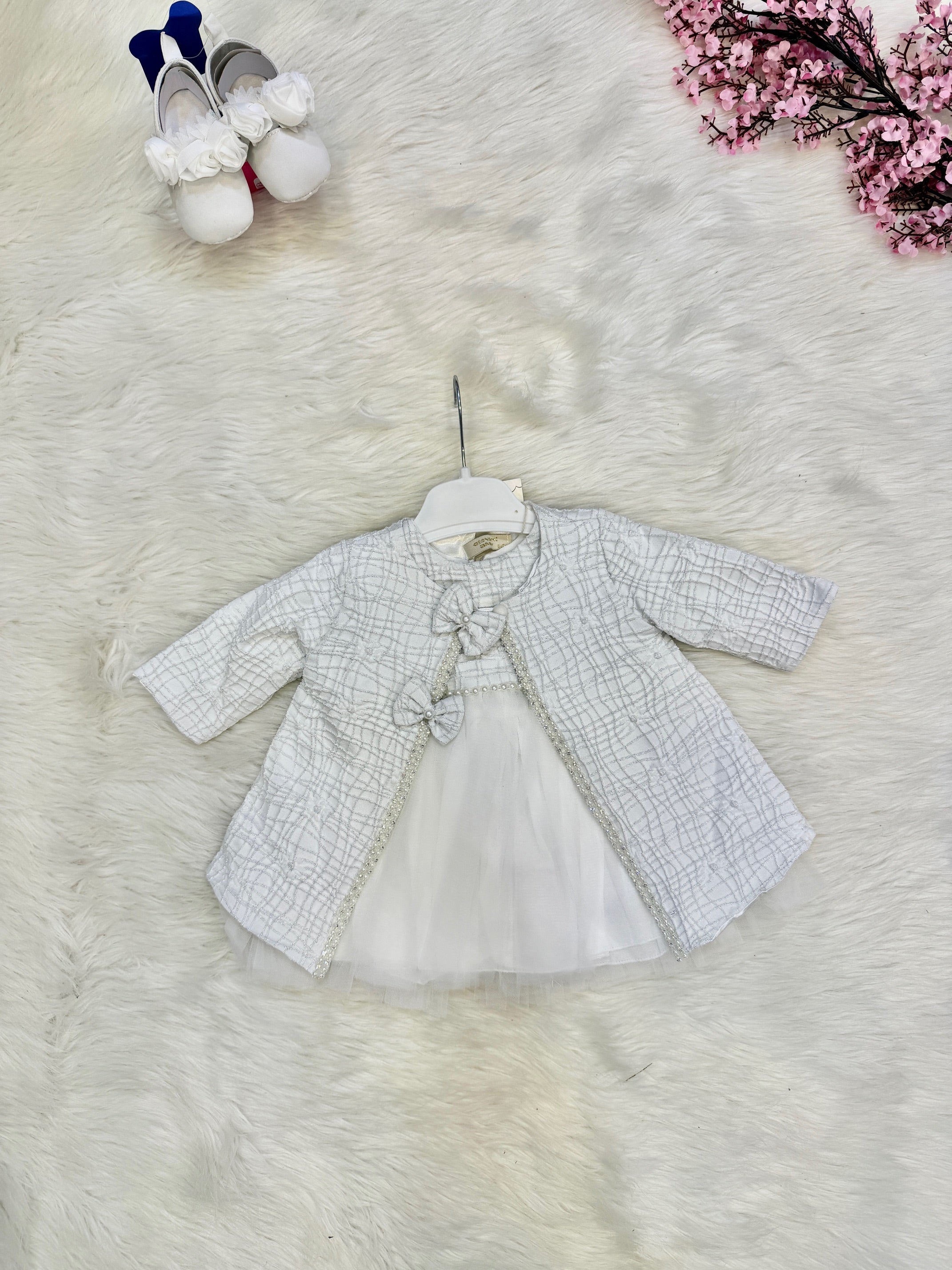 Ensemble de Cérémonie "Éclat de Perles" – Robe en Tulle & Veste Chic