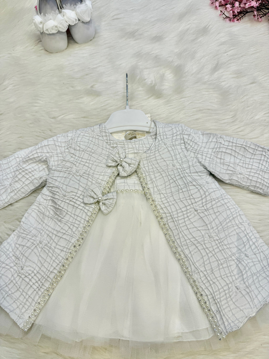 Ensemble de Cérémonie "Éclat de Perles" – Robe en Tulle & Veste Chic