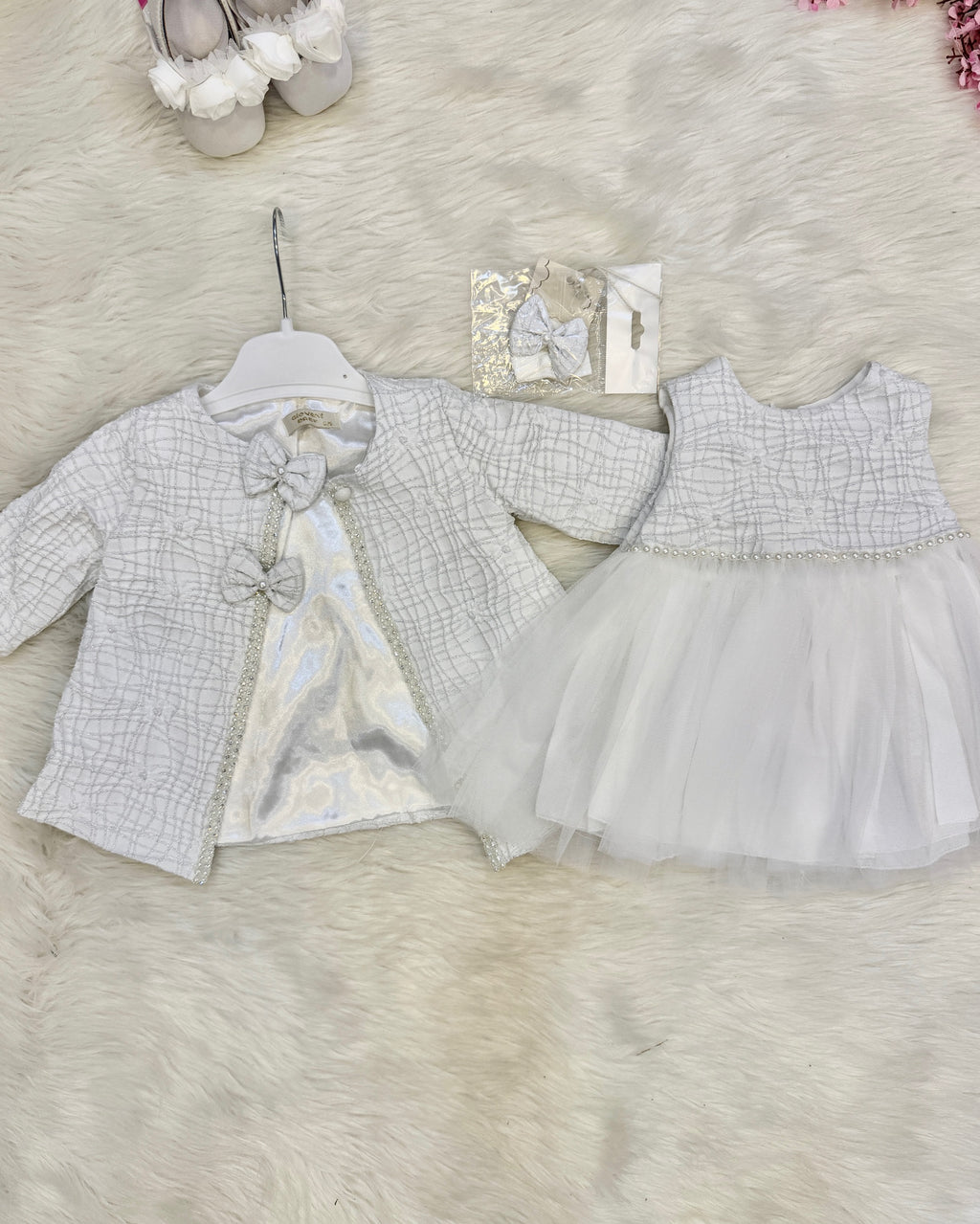 Ensemble de Cérémonie "Éclat de Perles" – Robe en Tulle & Veste Chic