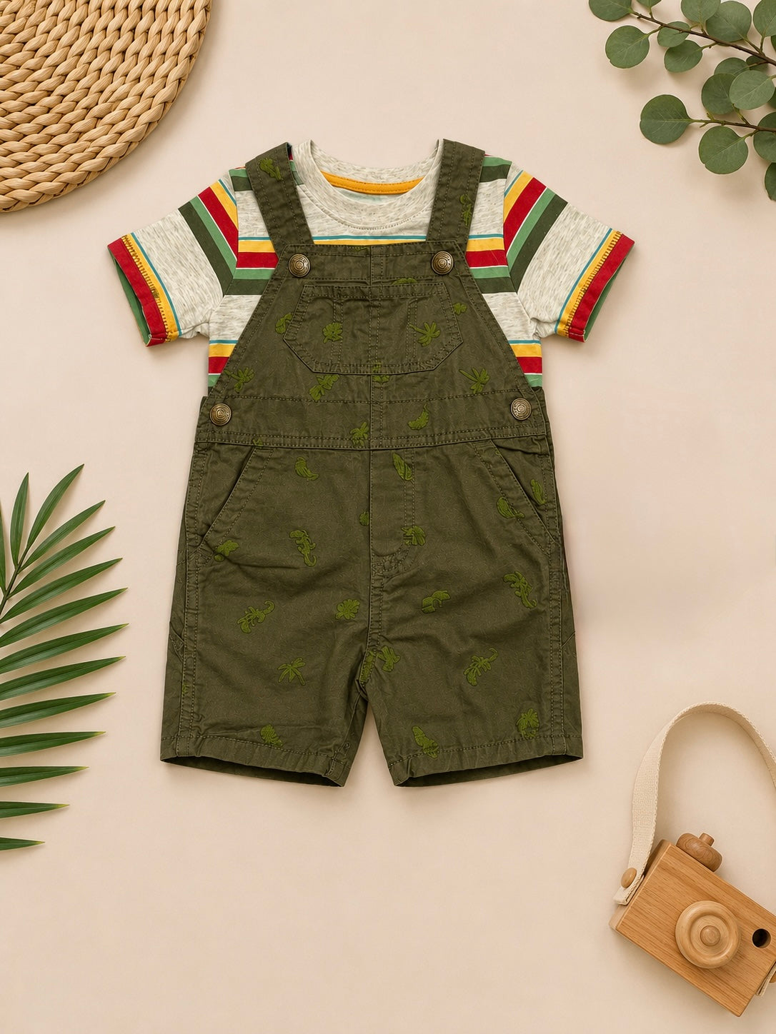 🌿 Ensemble Salopette "Petit Explorateur Jungle"