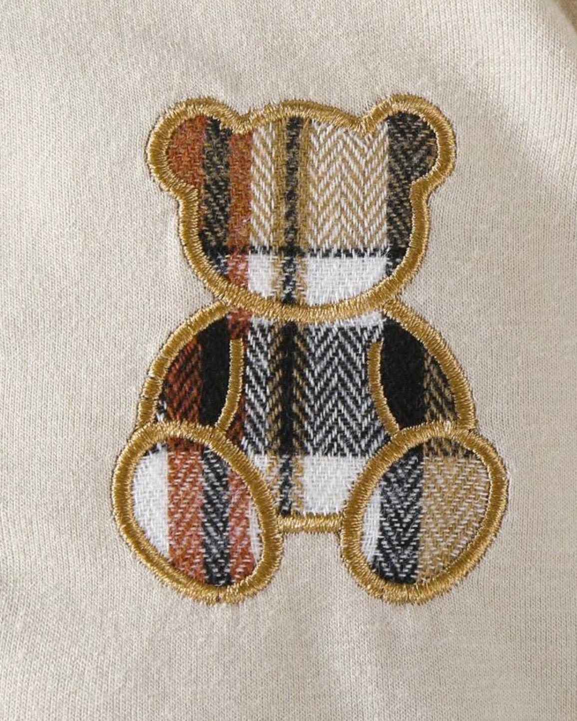 🧸 Ensemble de Naissance 5 Pièces "Ourson Écossais" – Chic & Confort