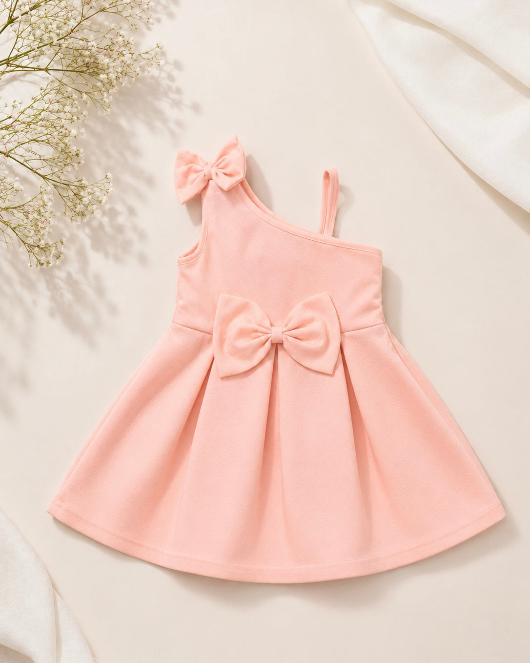 🎀 Robe "Nœud Enchanté" Rose Poudré – Élégance &amp; Douceur