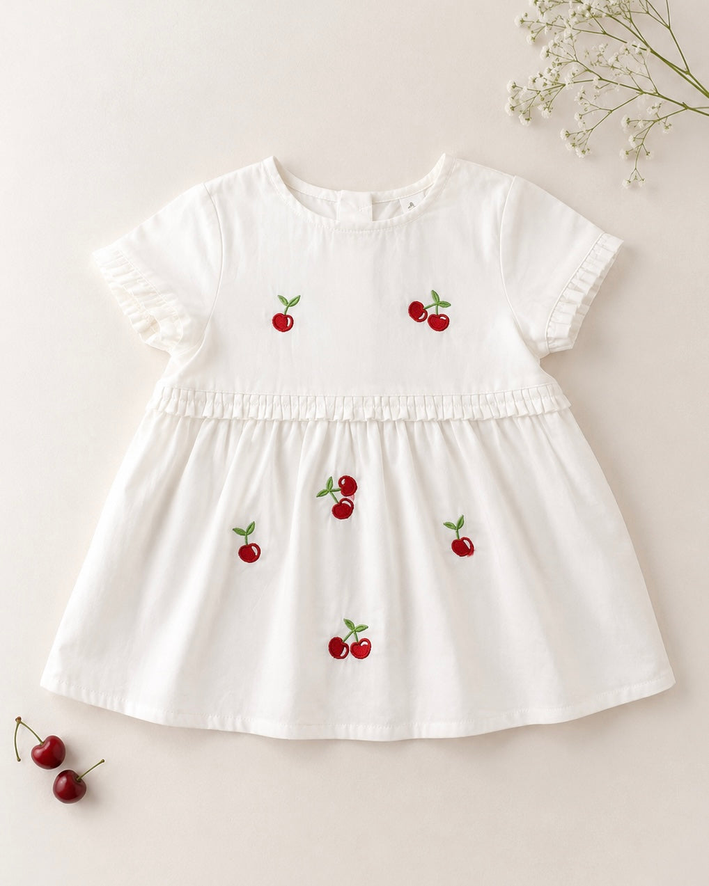 🍒 Robe "Douceur de Cerise" – Élégance Champêtre et Intemporelle