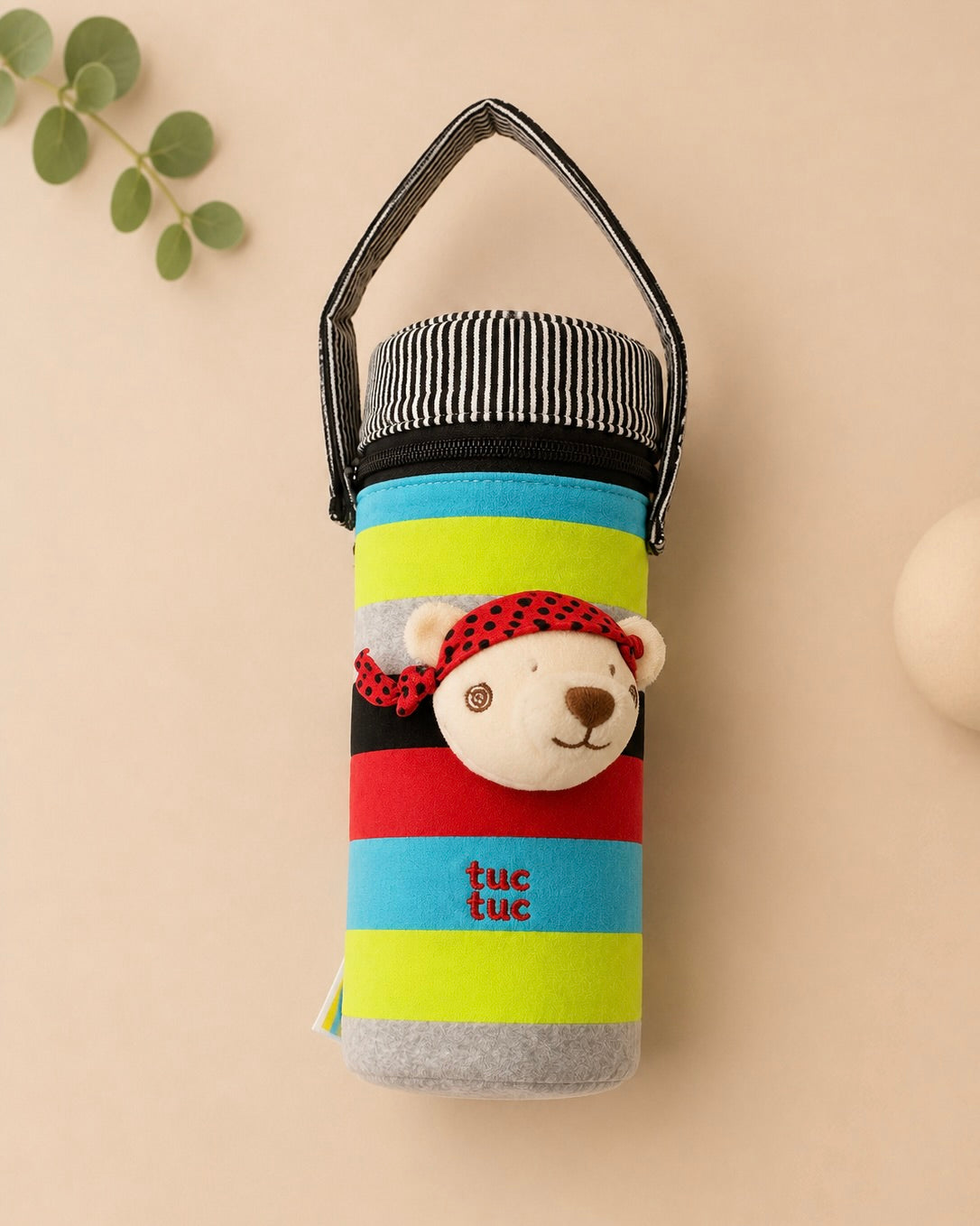 🍼 Protège-Biberon Isotherme "P'tit Ours Bandana" – Le Repas au Chaud et avec Style !