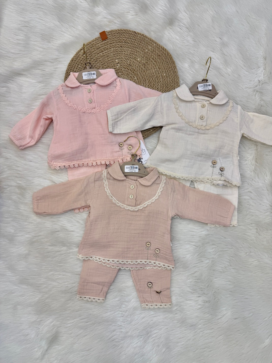 Ensemble de Naissance "Douceur de Rose" – 5 Pièces