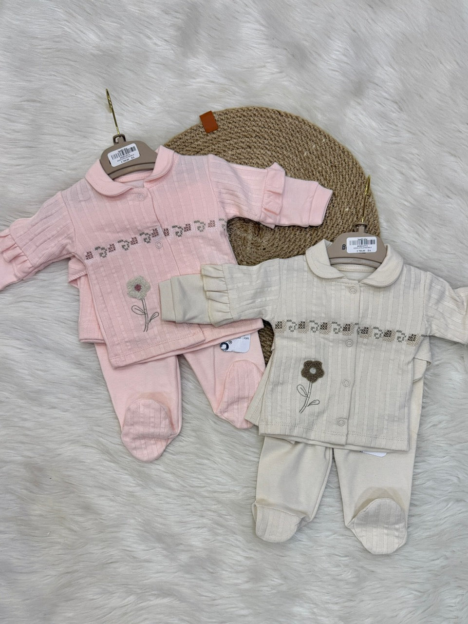 Ensemble de Naissance "Douceur de Rose" – 5 Pièces