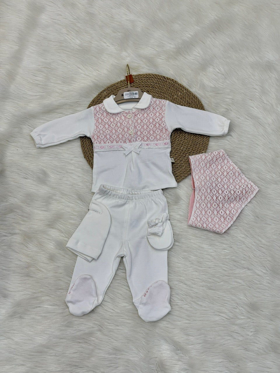 Ensemble de Naissance "Douceur de Rose" – 5 Pièces