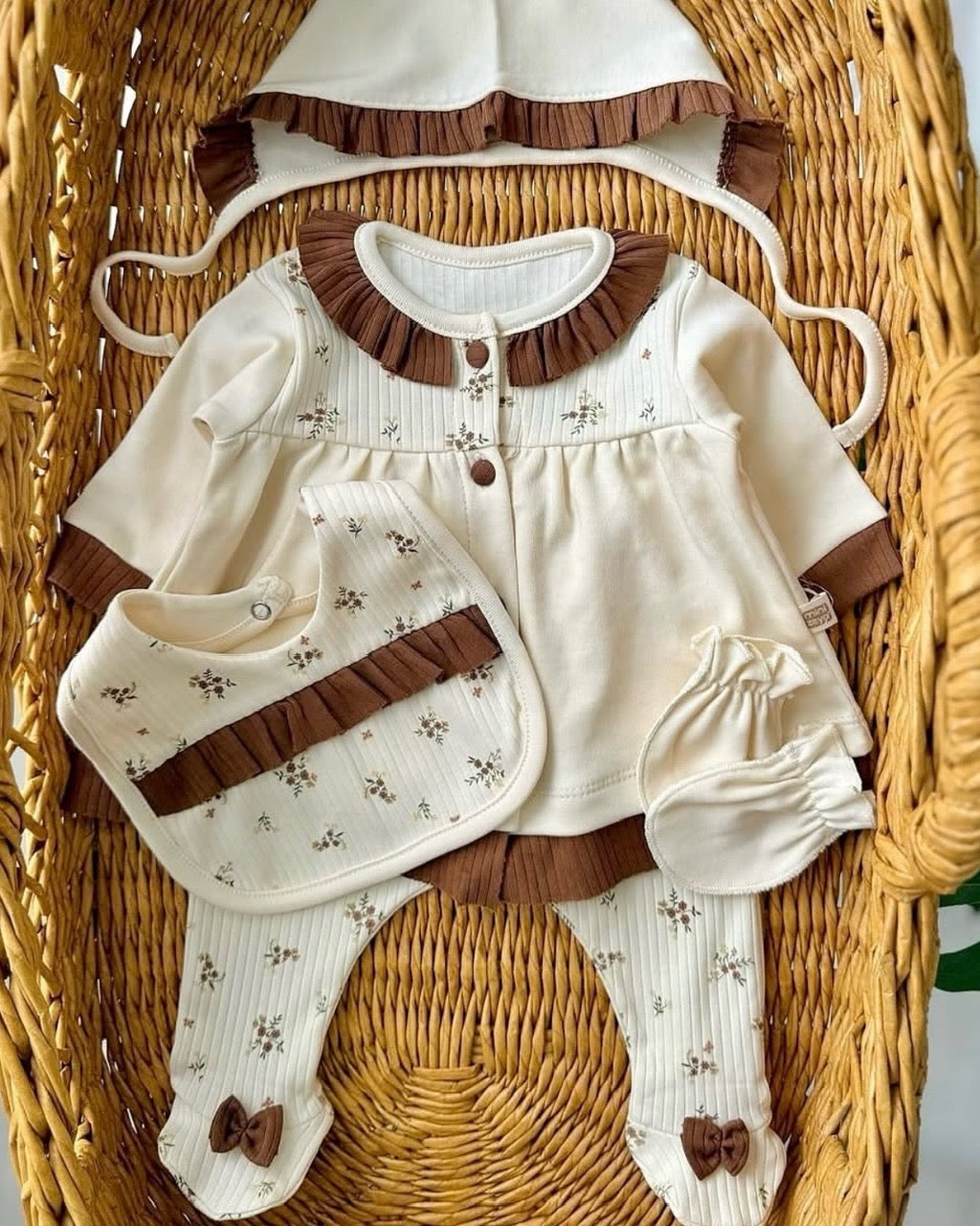 ☀️ Ensemble bébé 5 pièces en coton doux 🌸 0-3 Mois