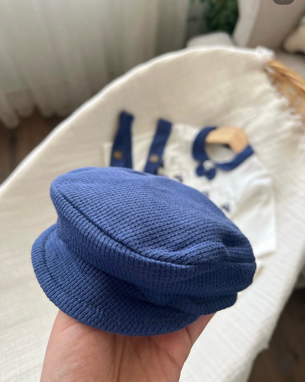 Ensemble Naissance 5 Pièces "Vintage Car" – Bleu Nuit & Blanc