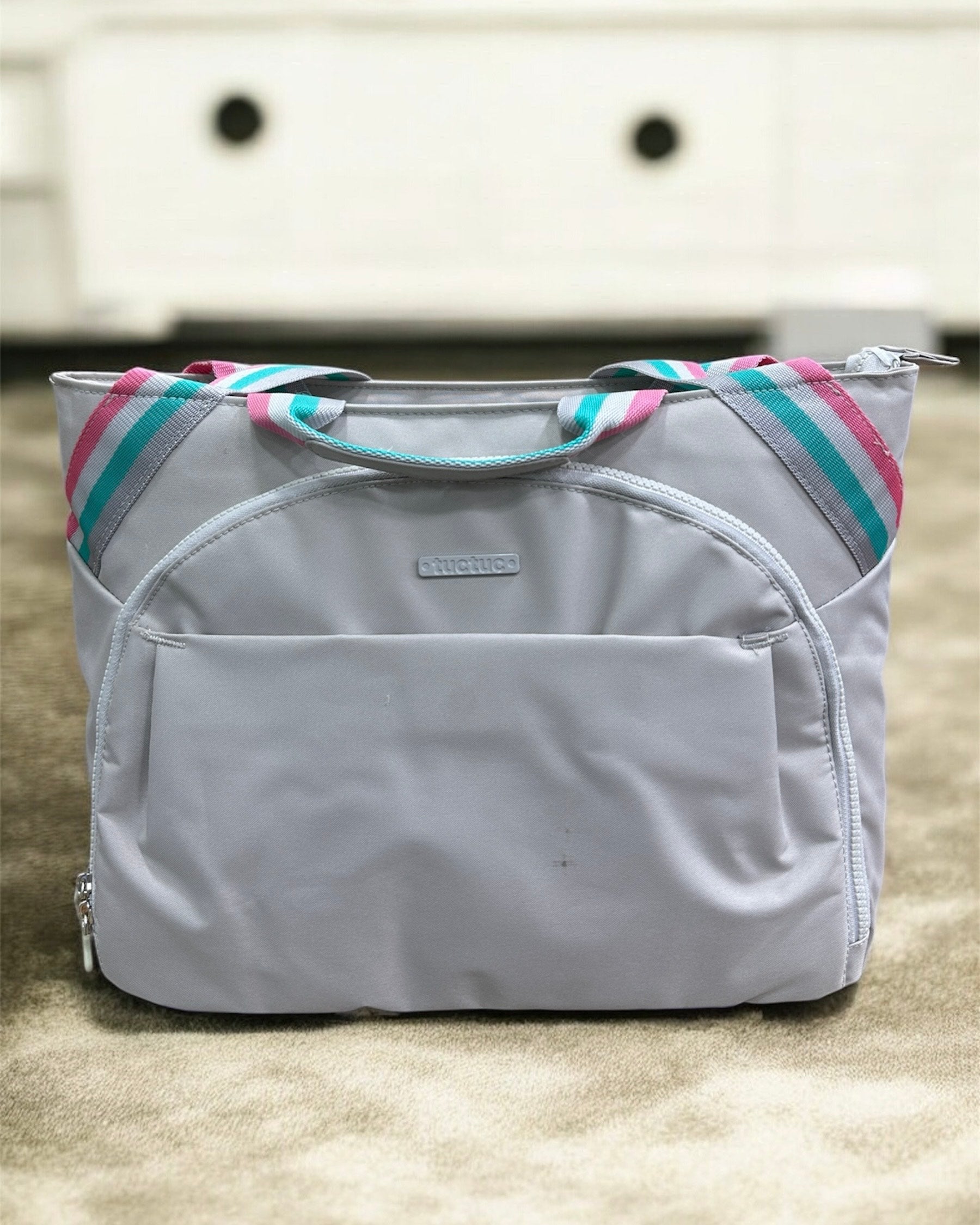 Sac Fourre-Tout Tuc Tuc Gris à Anses Multicolores