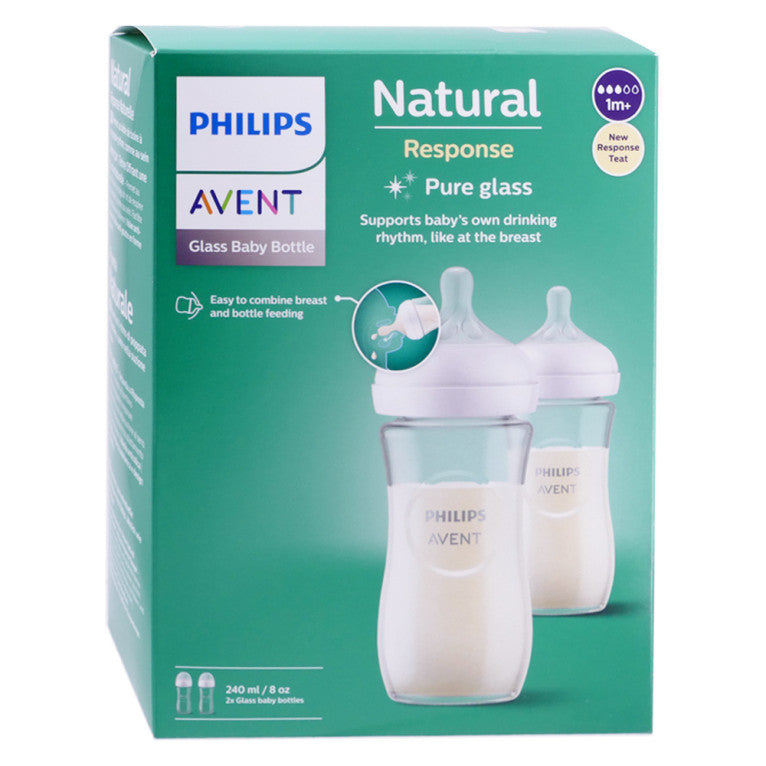 Avent Pack de 2 Biberons en Verre 240 ml à Réponse Naturelle