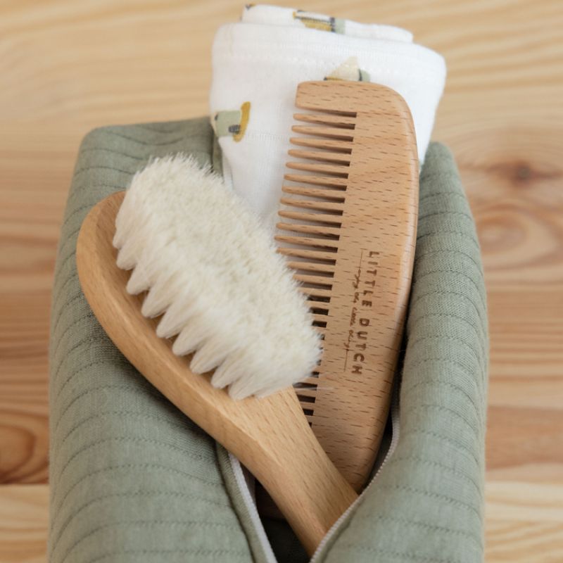 Brosse et Peigne en Bois pour Bébé