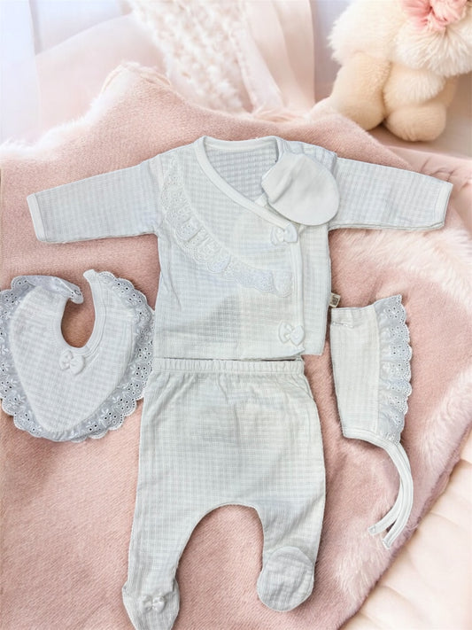 Ensemble Naissance Bébé 5 Pièces - Douceur et Élégance Pure 0-3 Mois