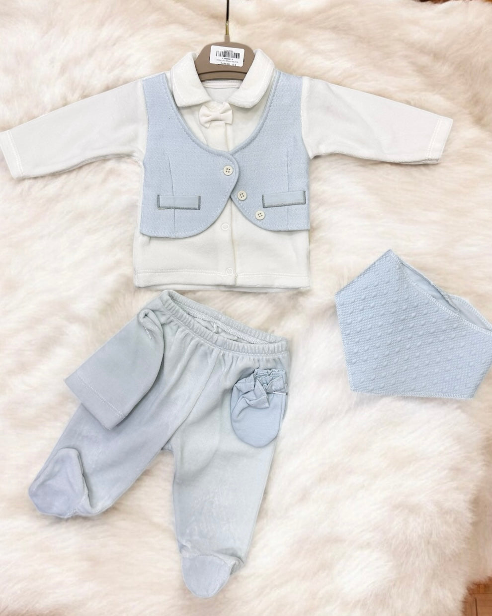 Ensemble Naissance 5 Pièces en Velours - Douceur 0-3 Mois