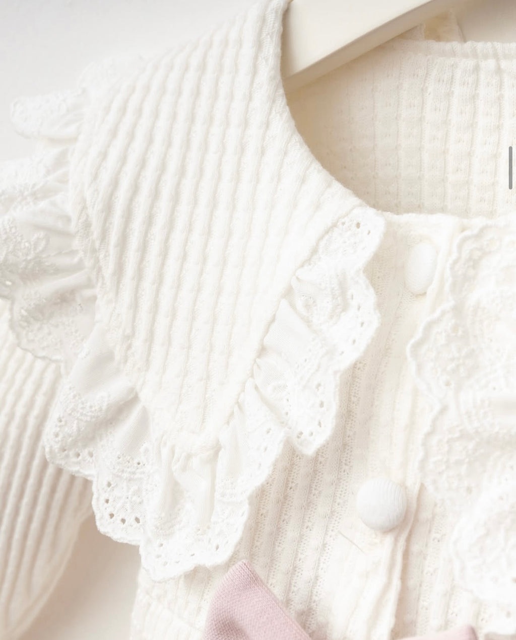 Ensemble Bébé Fille 5 Pièces - Tricot Crème & Rose Poudré 0-3 Mois