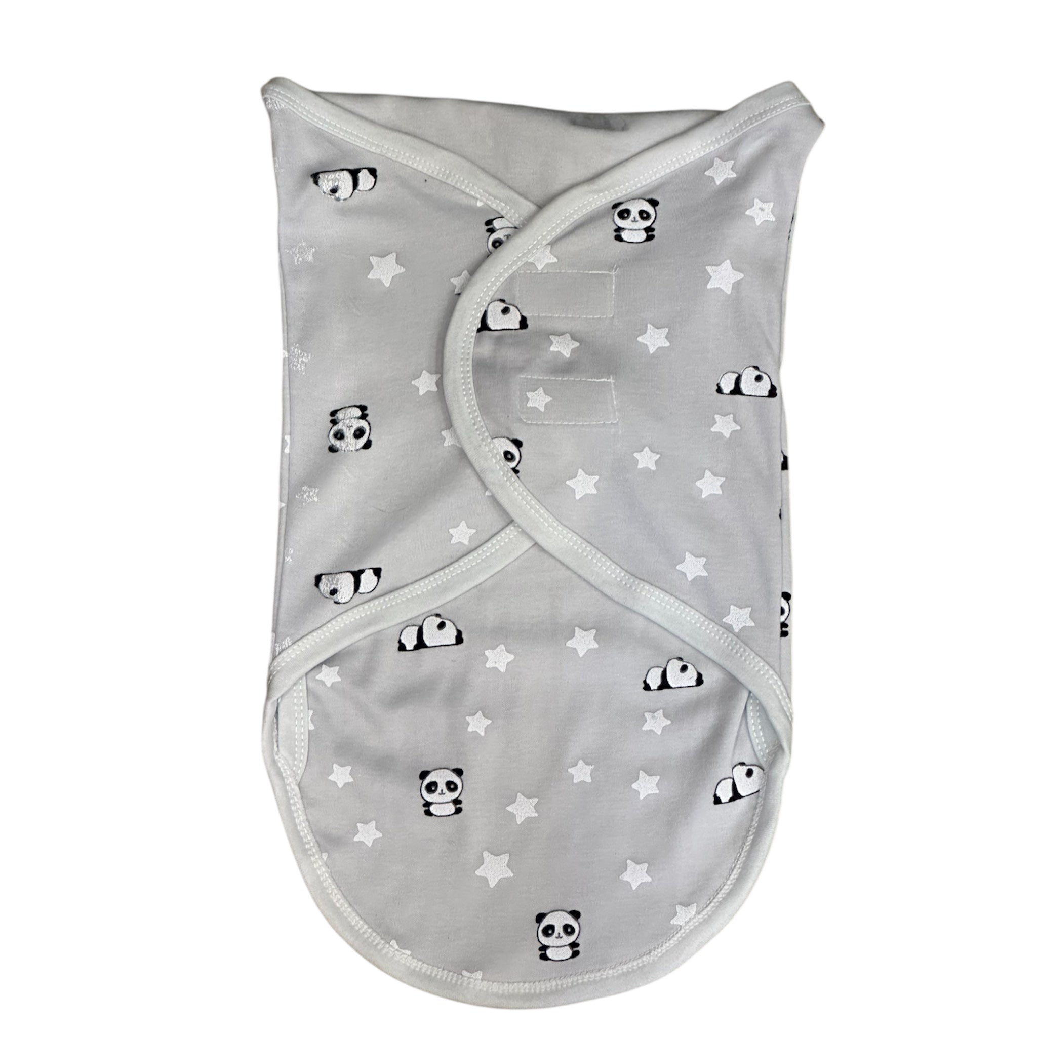 Couverture Emmaillotage Bébé "Petits Pandas et Étoiles" Grise