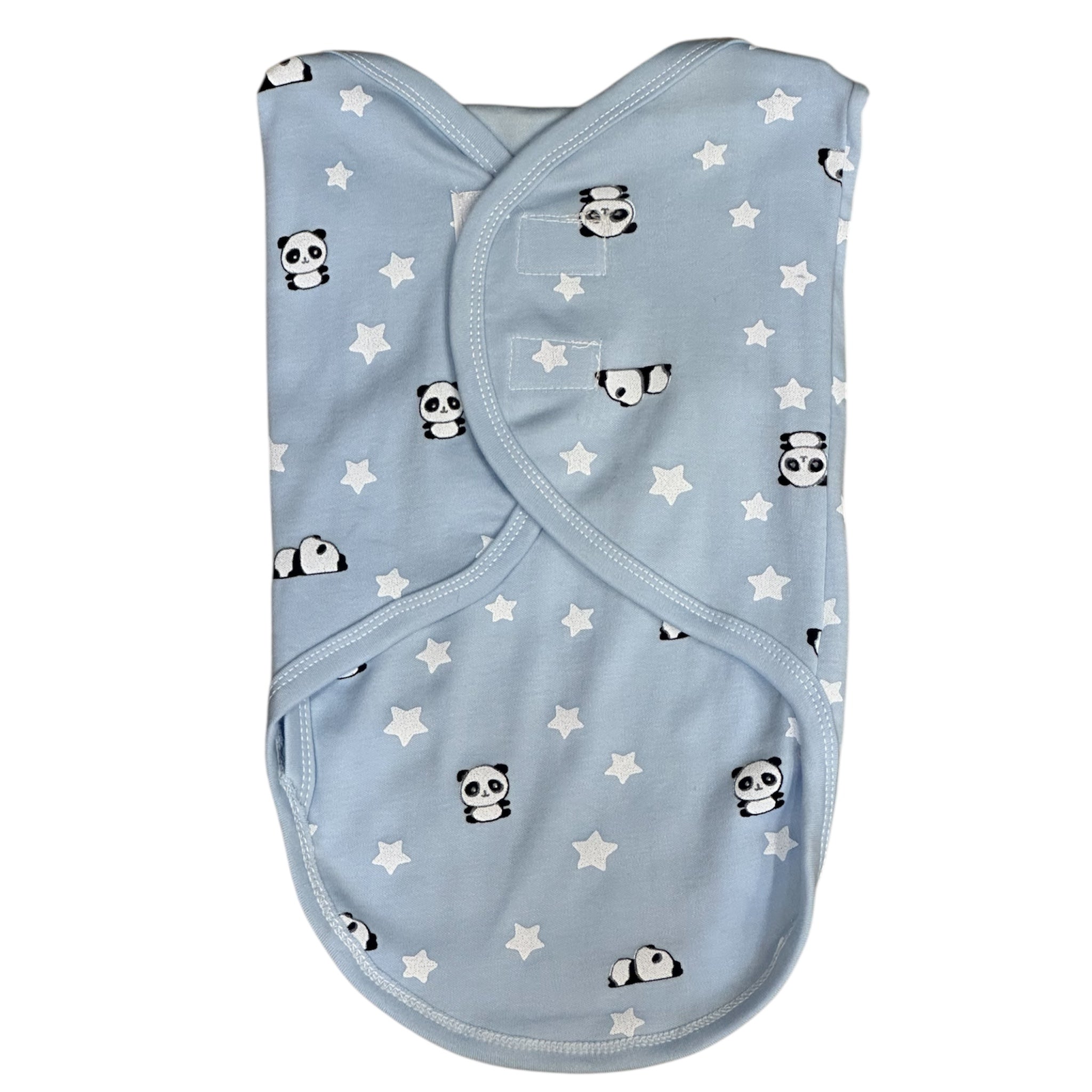 Couverture Emmaillotage Bébé "Petits Pandas et Étoiles" Bleu