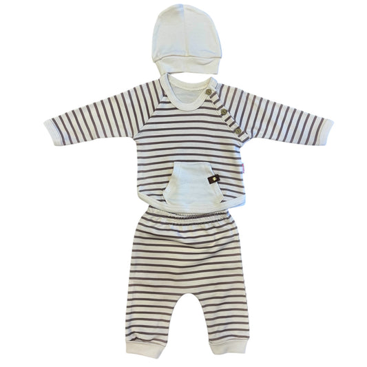 Ensemble Naissance Rayé – En Beige