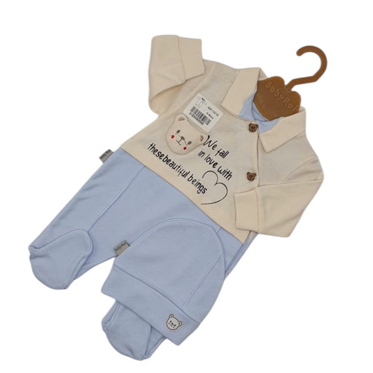 Grenouillère Bébé Garçon en Coton avec Bonnet
