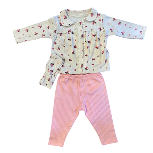Ensemble Naissance Fille – Pull Fleuri, Pantalon & Bandeau