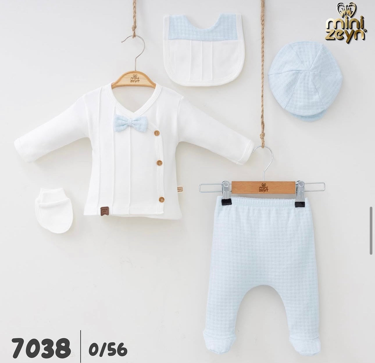 Ensemble Bébé Garçon 5 Pièces - Style Smoking Marine & Blanc 0-3 Mois