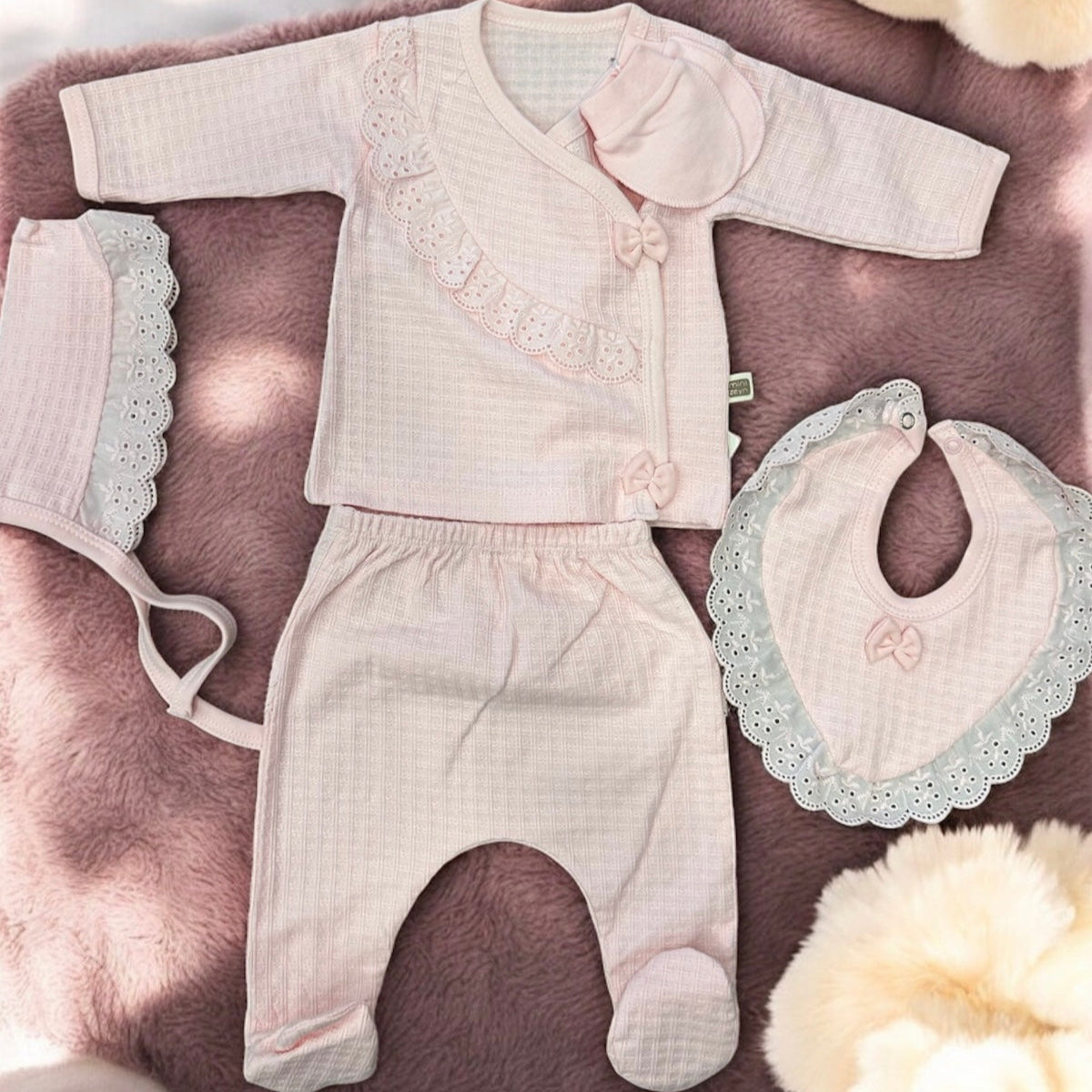 Ensemble Naissance Bébé 5 Pièces - Douceur et Élégance Pure 0-3 Mois