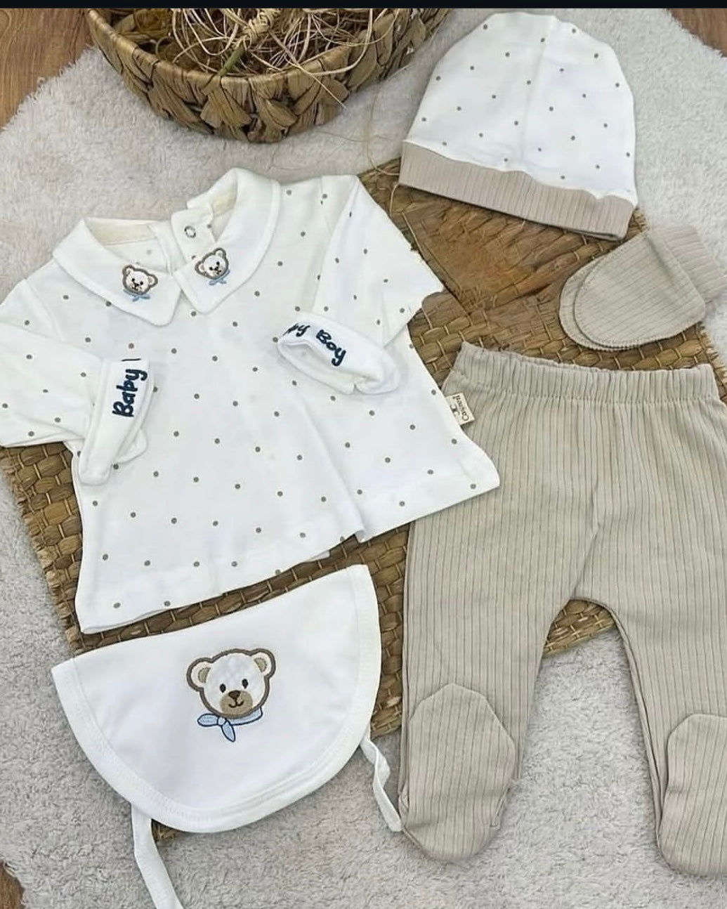 Ensemble Bébé 5 Pièces en Coton – Douceur et Confort au Quotidien 💖
