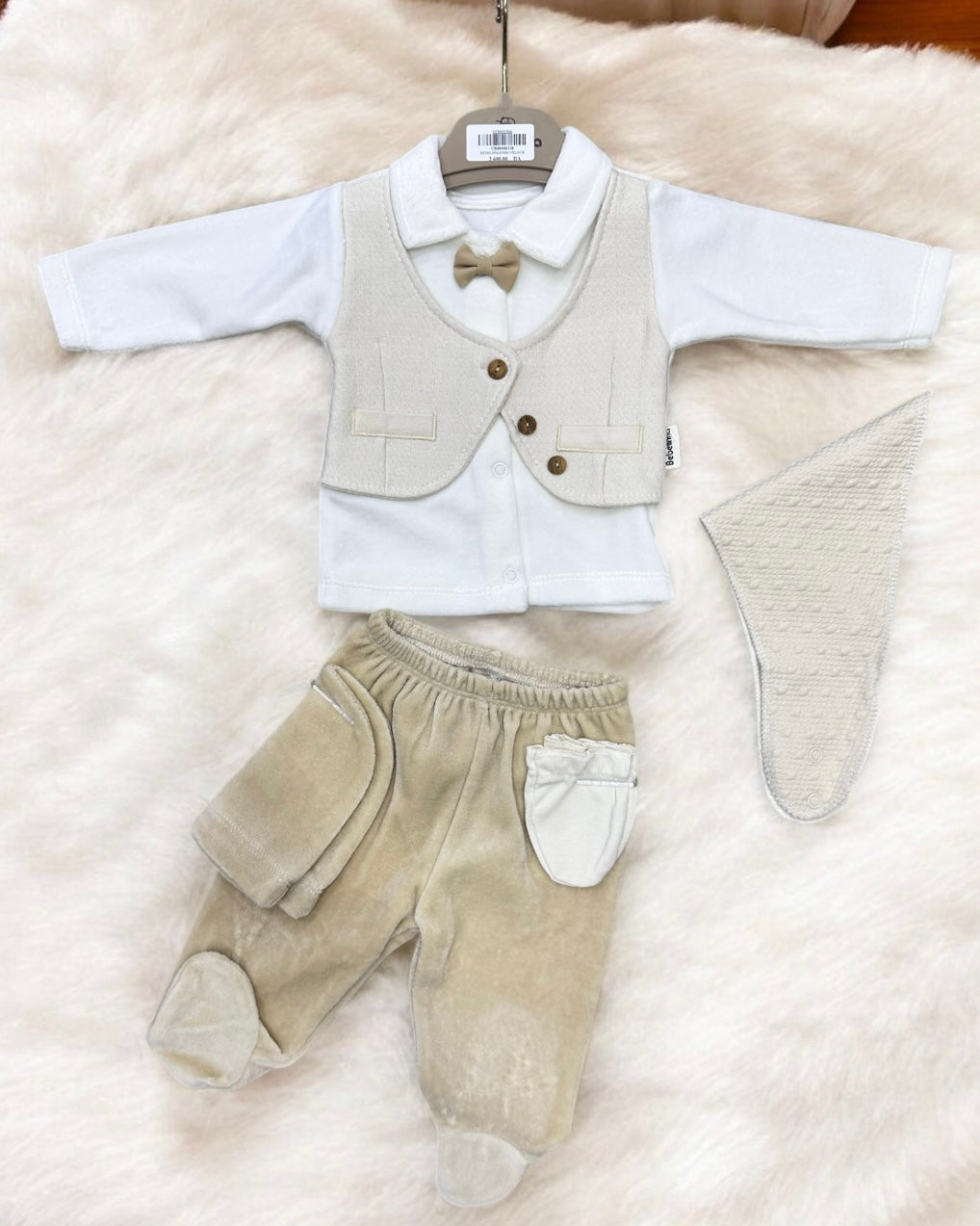 Ensemble Naissance 5 Pièces en Velours - Douceur 0-3 Mois