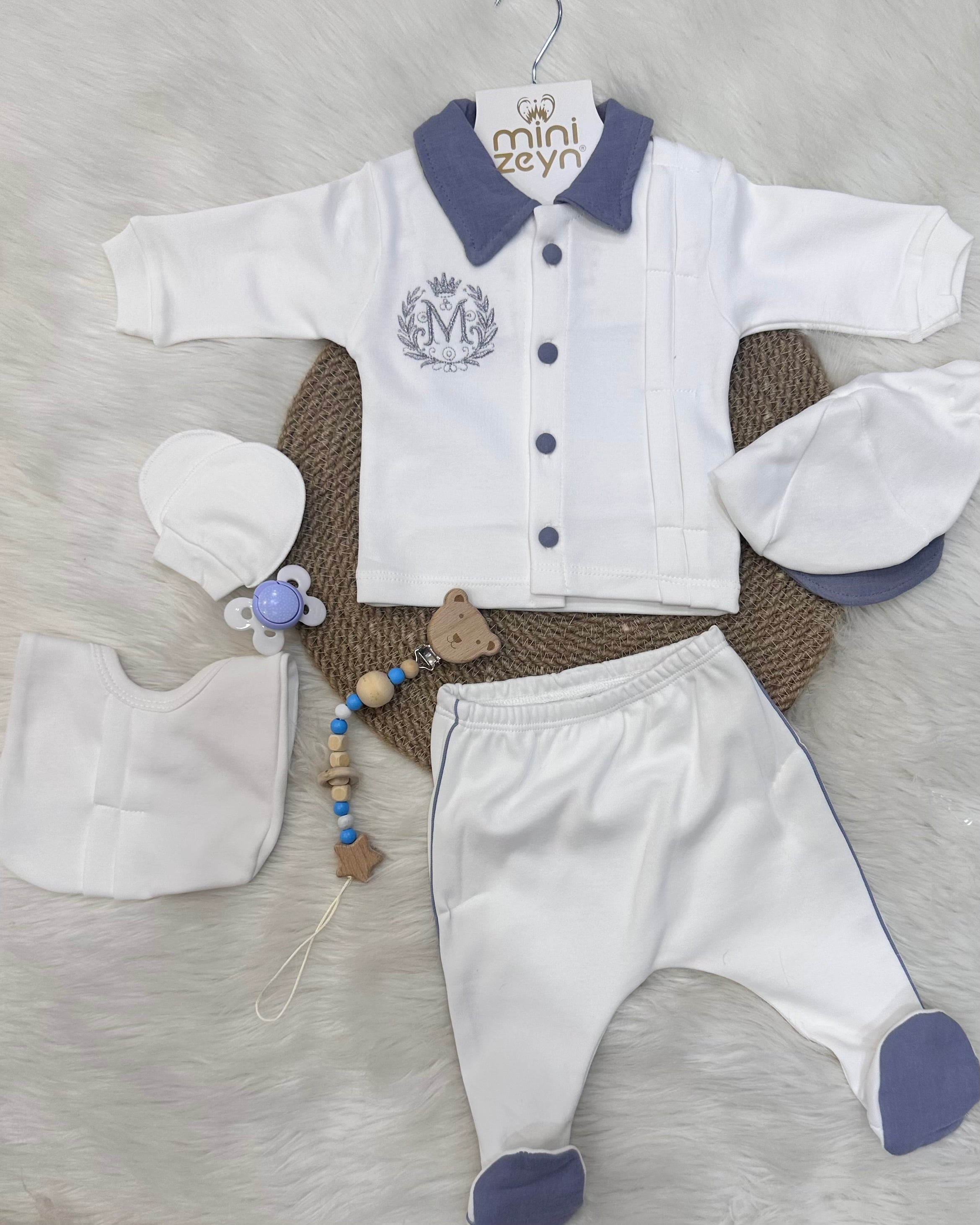 Ensemble Bébé Nouveau-Né 5 Pièces – 100% Coton 0-3 Mois