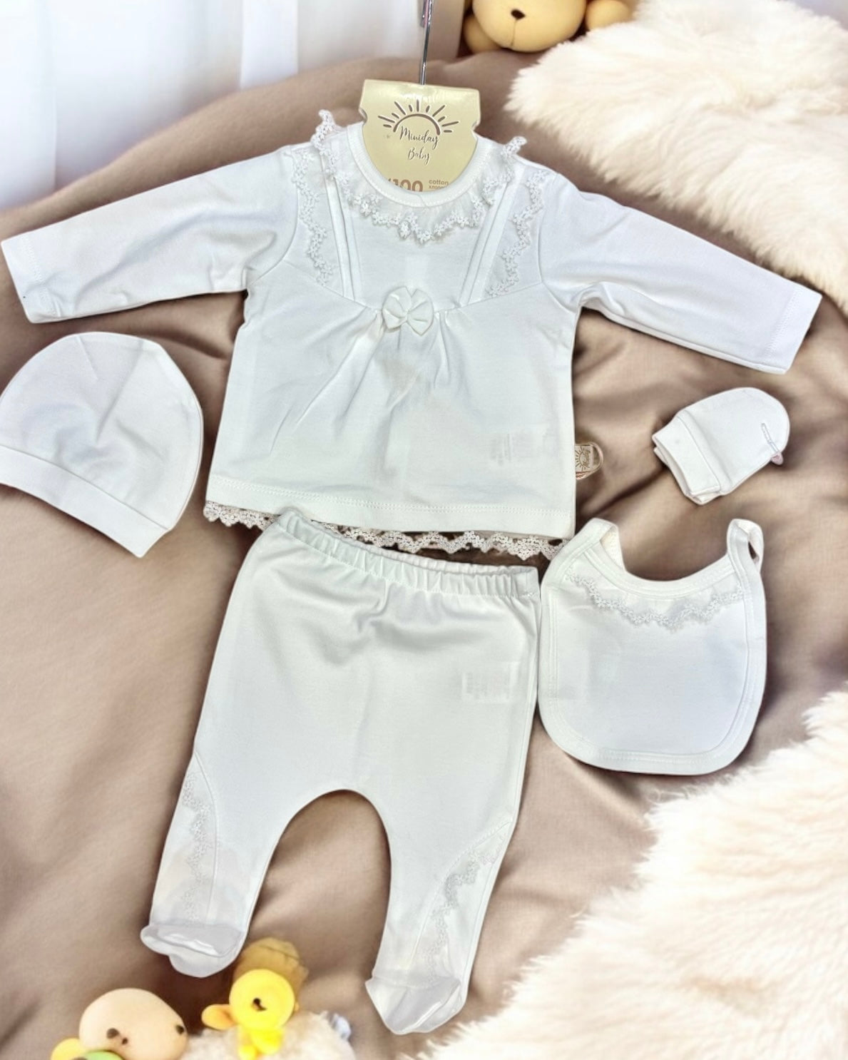 1. 👑 Ensemble Naissance Luxueux (Style Prestige) - 5 Pièces 0-3 Mois