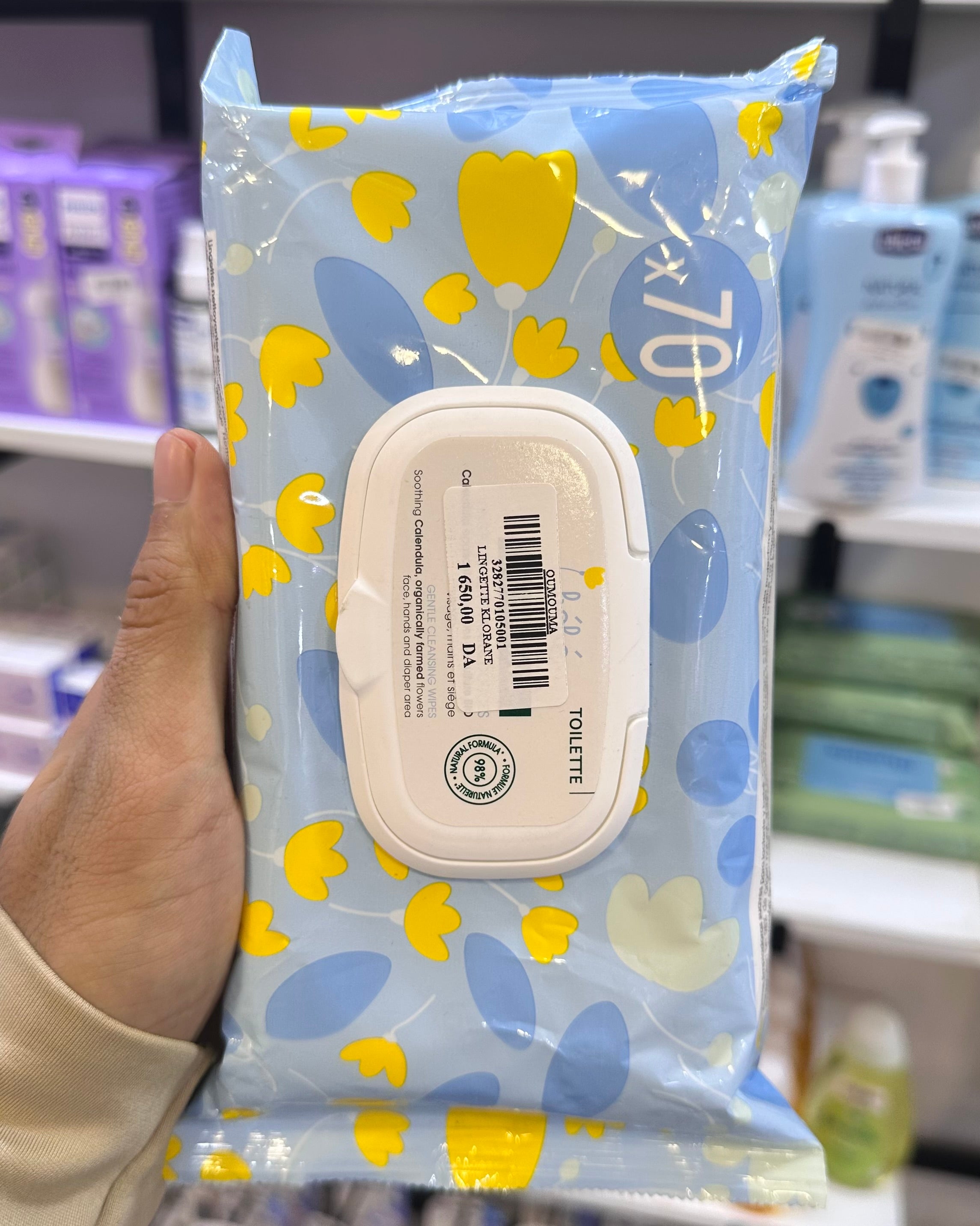 Klorane Bébé Calendula Bio Lingettes Nettoyantes Douces Nettoie Hydrate & Apaise 70 Pièces de Klorane