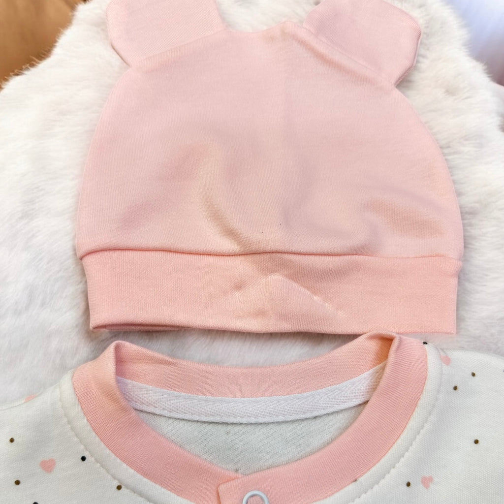 Grenouillère Bébé Oursonne Rose et Blanche