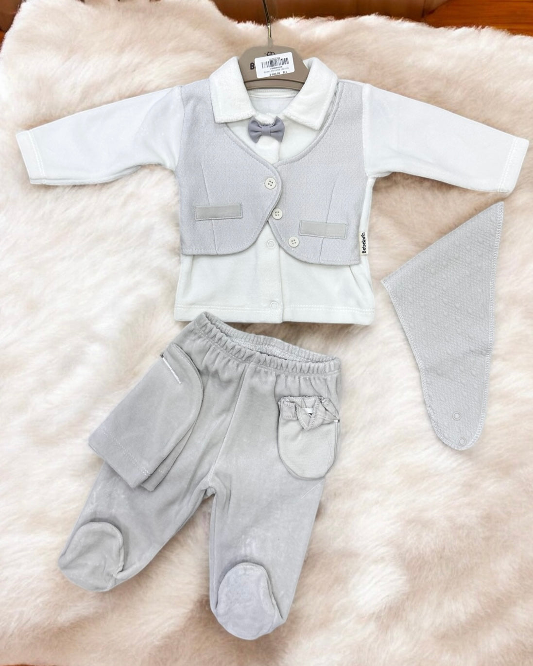 Ensemble Naissance 5 Pièces en Velours - Douceur 0-3 Mois