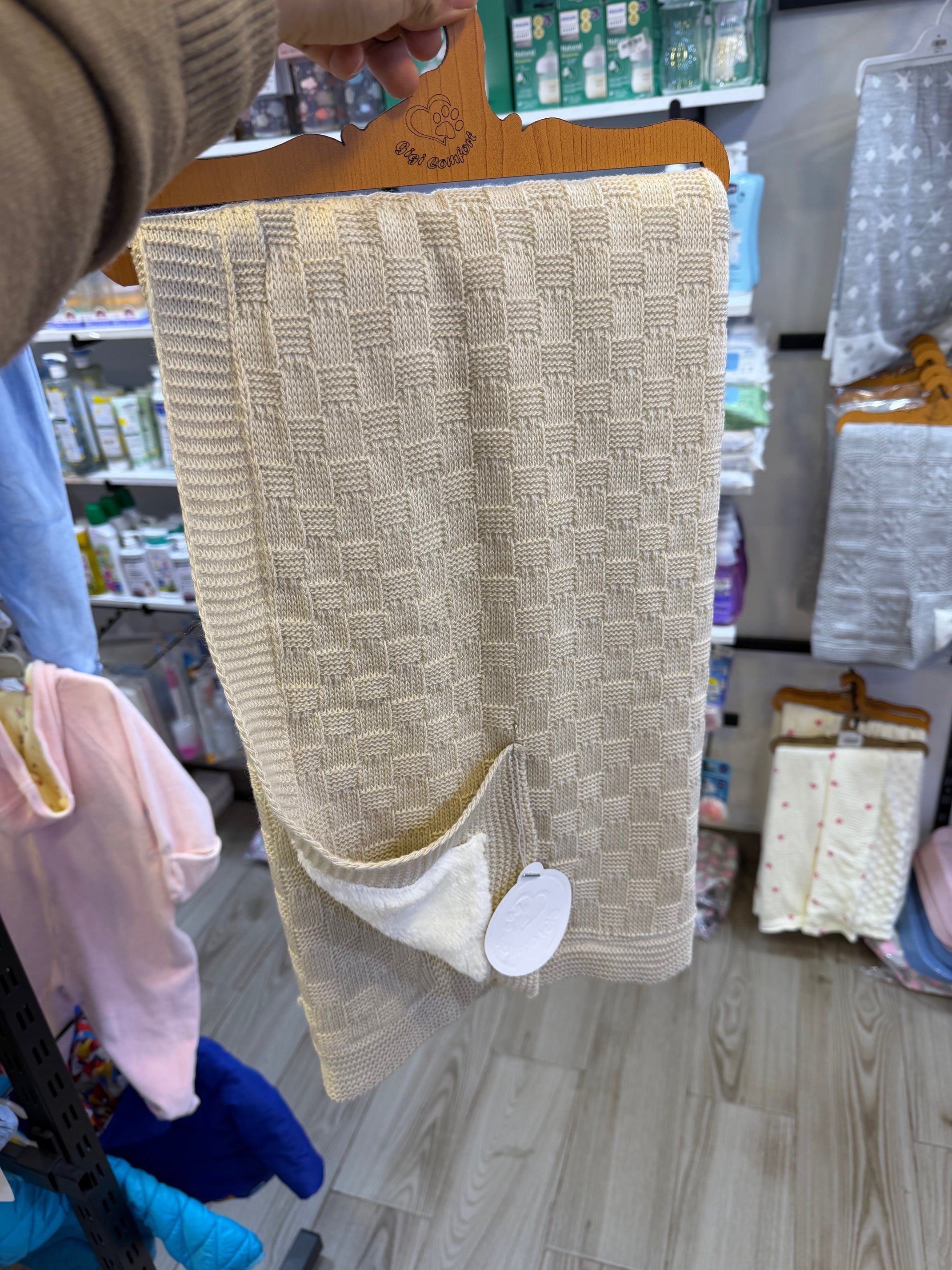 ☁️ Plaid Bébé Luxe en Maille Tricotée - Douceur et Chaleur BEIGE