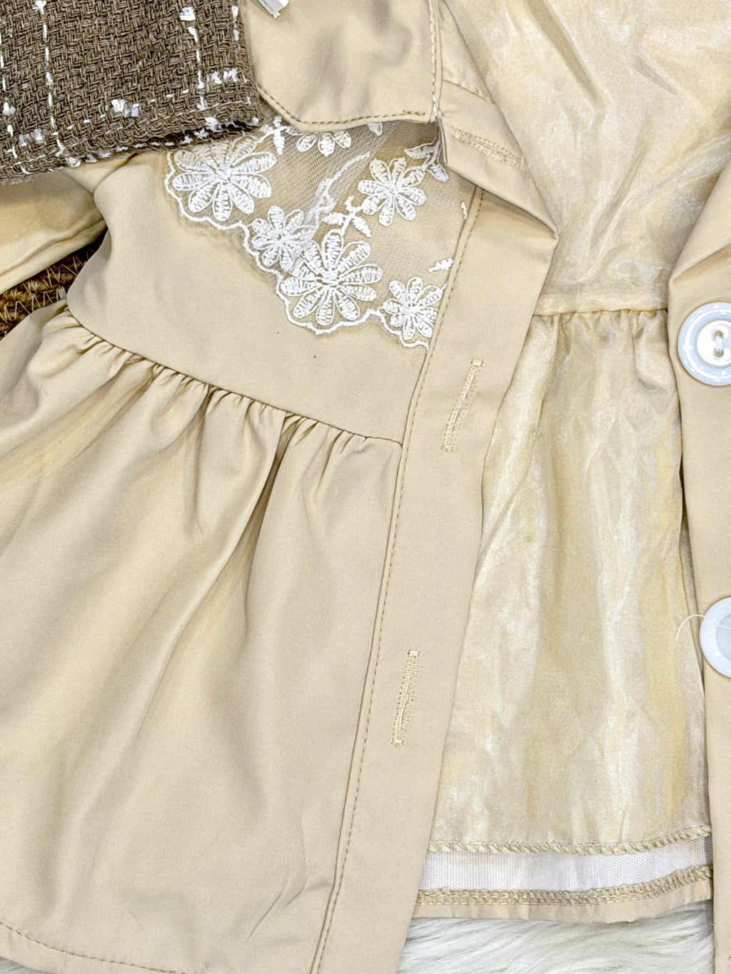 Ensemble 2 Pièces Élégant : Robe en Tweed & Veste à Dentelle – Chic d'Hiver 6M-24M