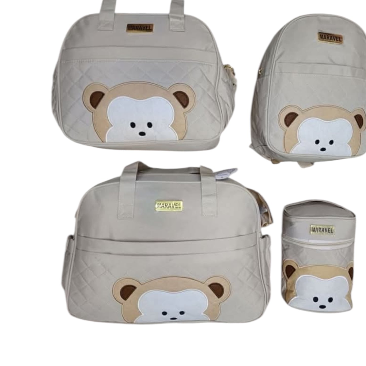 Ensemble de Sacs à Langer Maravel "Mignon Ours" Beige