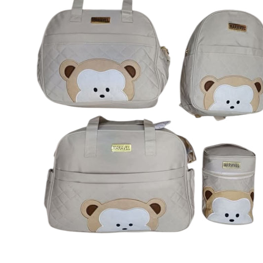 Ensemble de Sacs à Langer Maravel "Mignon Ours" Beige